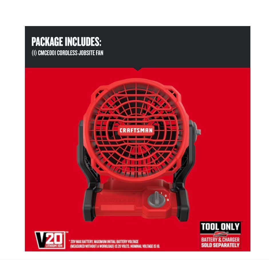 [DEAL] CRAFTSMAN V20 650 CFM Axial Jobsite Fan Indoor Outdoor