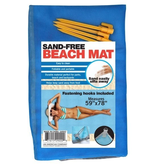 Sand-Free Beach Mat Fastening Hooks Included Measures 59″x78″ Easy to Clean
