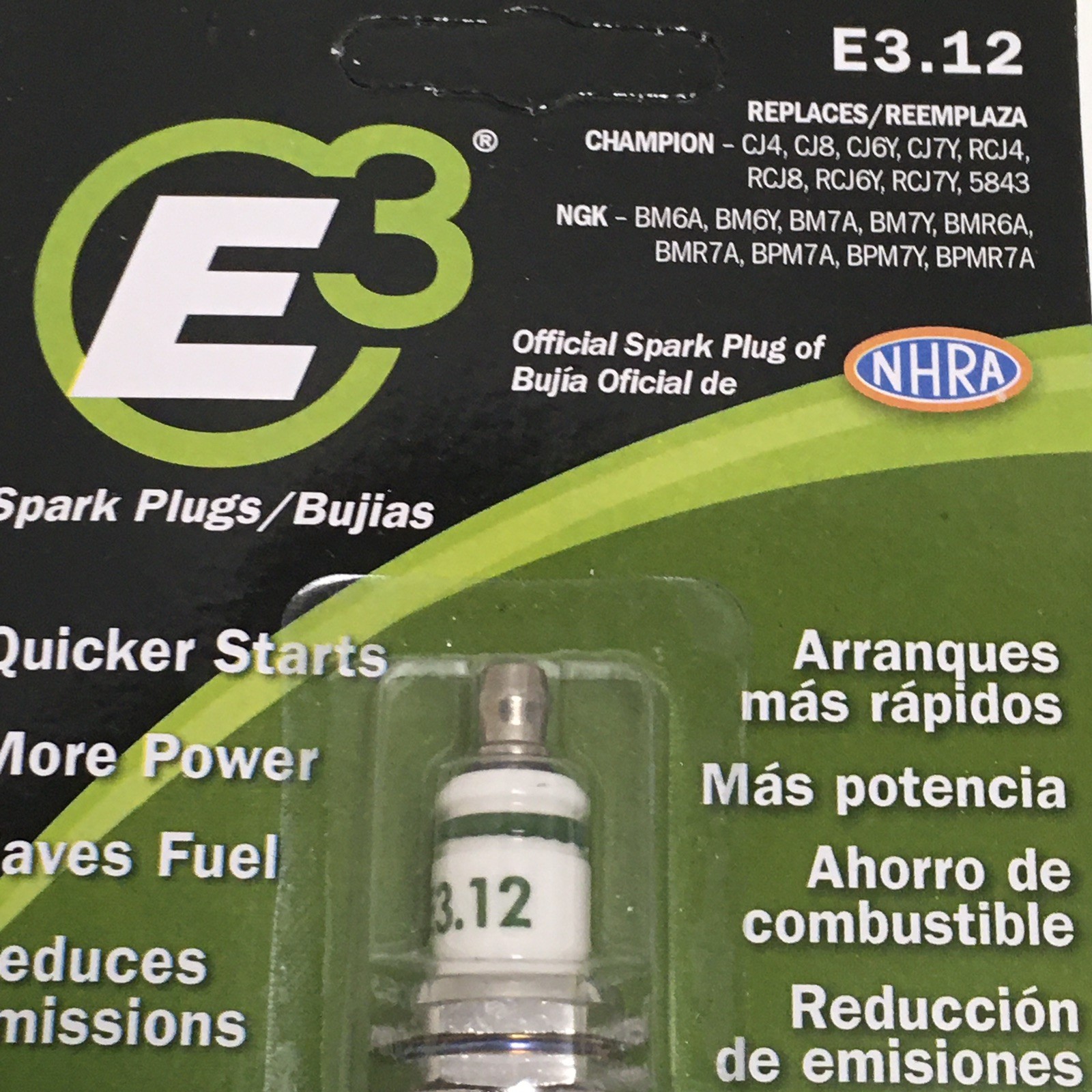 3-Packages of E3 Spark Plug E3.12 Lawn & Garden Small Engines Sealed Package