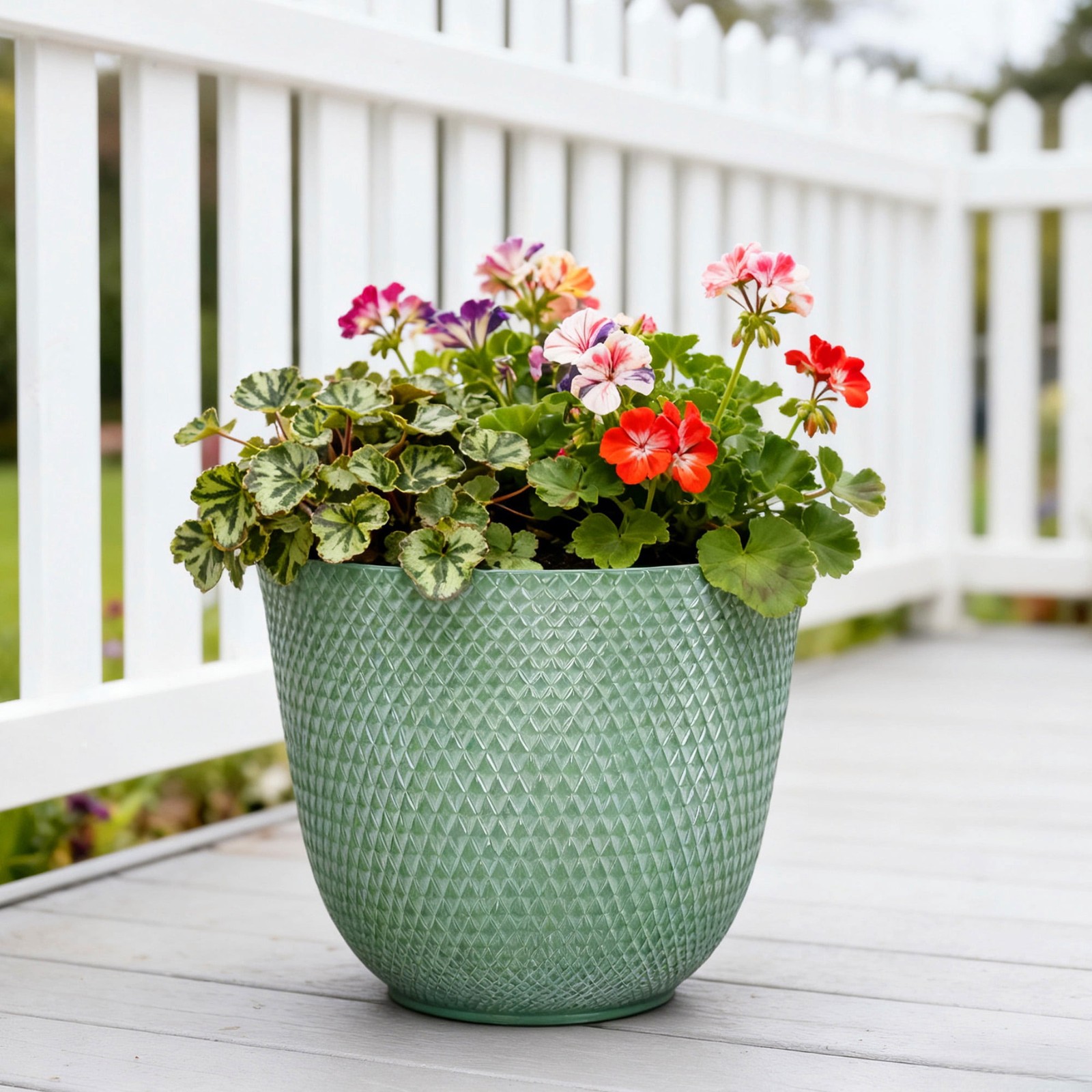 Lora Green Recycled Resin Planter 12.1in x 9.8in