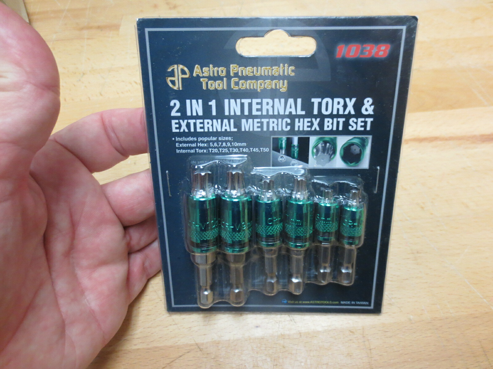 Astro Pneumatic #1038 Internal Torx & External Hex Bit Set, 6-Piece-Metric
