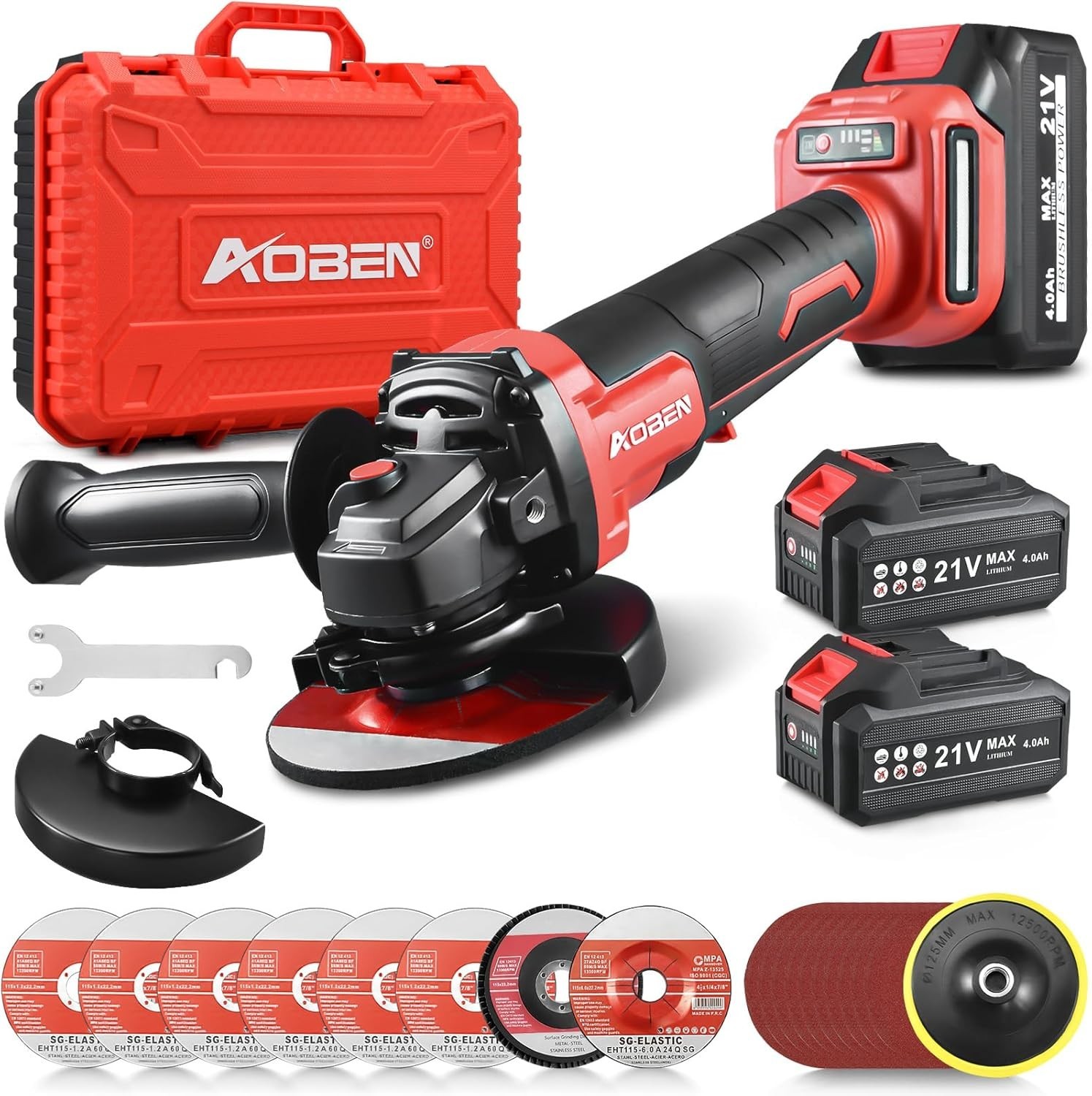 21V Cordless Angle Grinder Tool, 4-1/2 Inch Power Brushless Cut Off Grinder, …