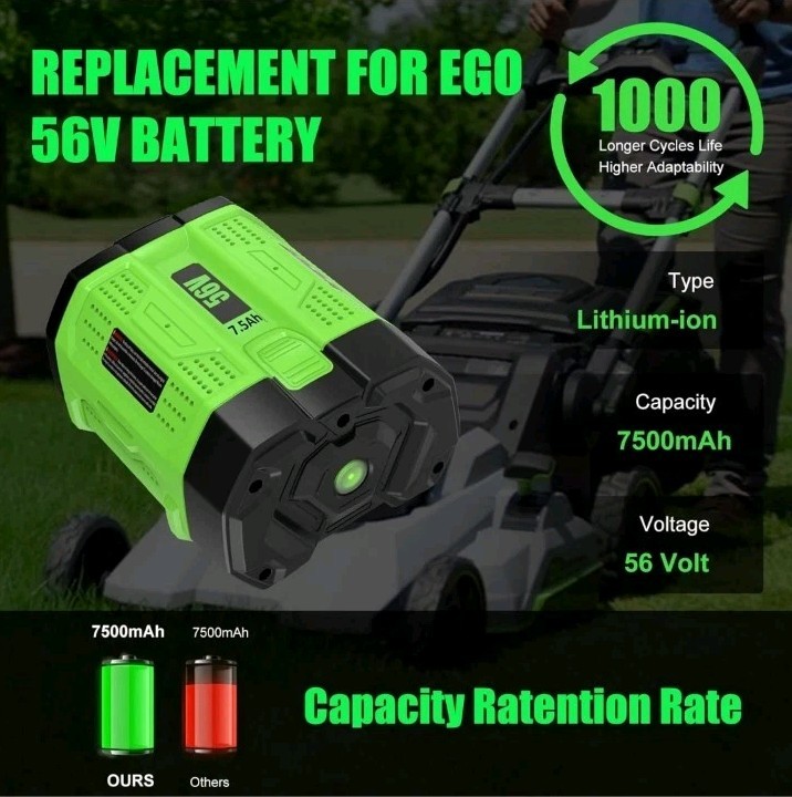 Enermall 1Pack 56V 7500mAh Replacement Battery for EGO 56V Battery BA2800T…