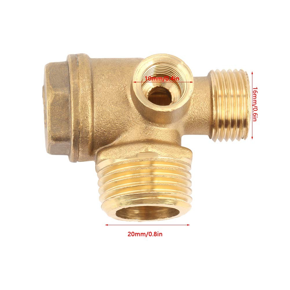 3Way Brass Male Threaded Air Compressor Check Valve G1/2″ x G3/8″ x G1/8″