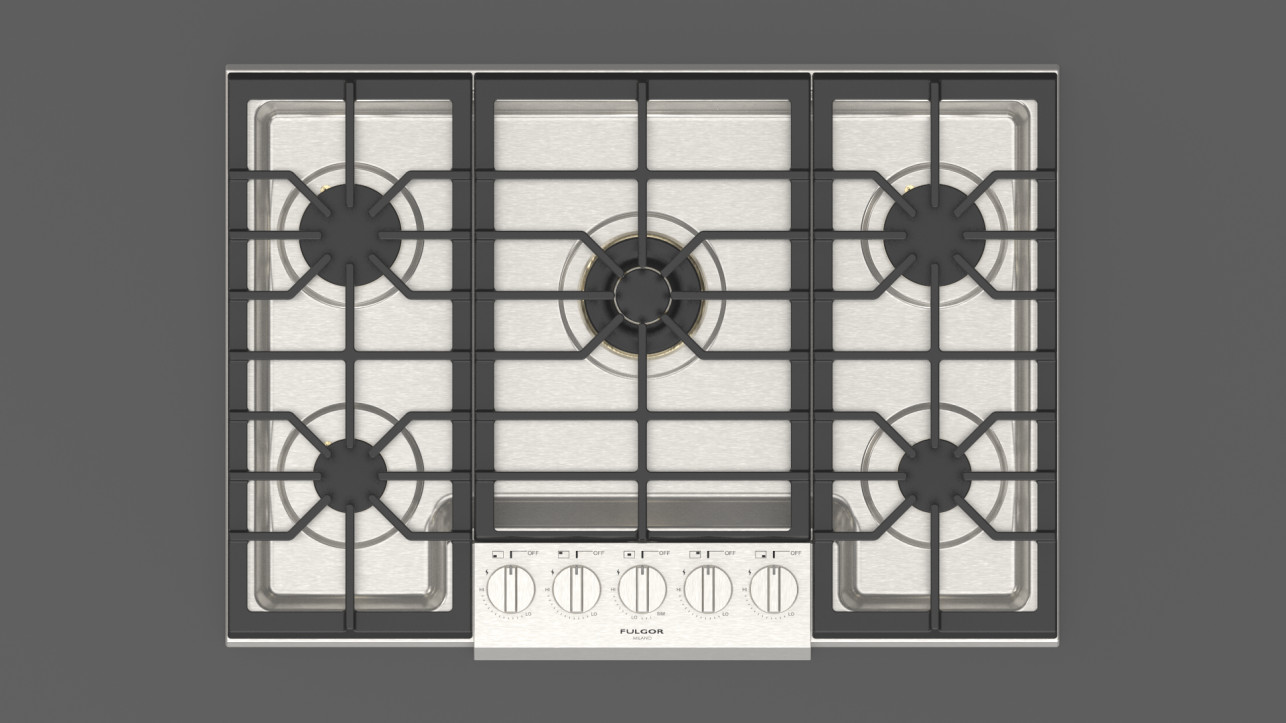Fulgor Milano F6PGK305S2 30″ Sofia Pro Gas Cooktop 5 Brass Burner Italy Free S&H