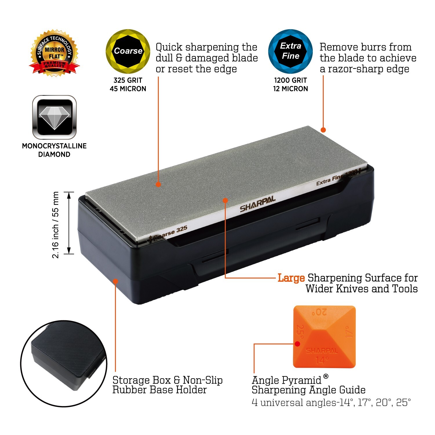 Doublesided Diamond Sharpening Stone Whetstone Knife Sharpener with Storage Base