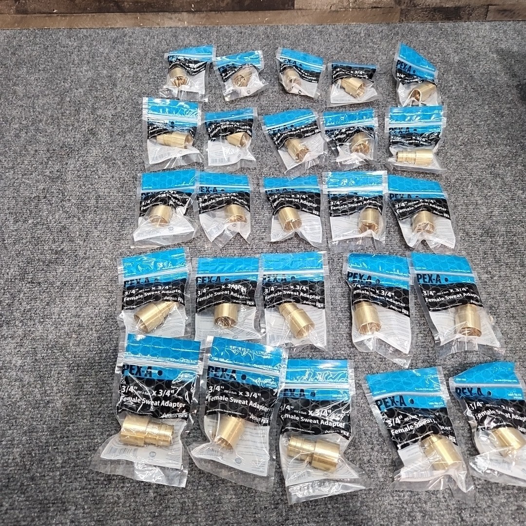 25 Lot Apollo Valves EPXFS3434 PEX-A Barb Adapter Brass 1.83 Inch X 3/4 Inch