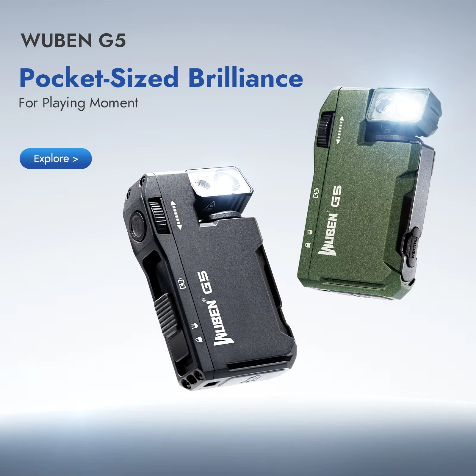 WUBEN G5 Rechargeable EDC Flashlight Powerful RGB Flashlight 400 Lumens portable