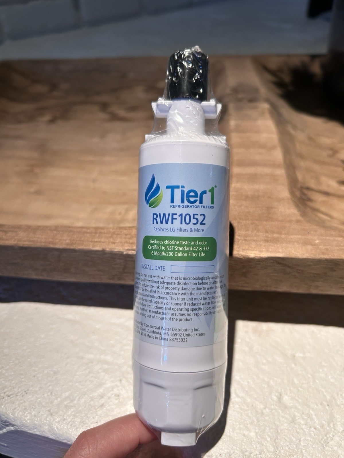 Tier 1 Refrigerator Filter RWF 1052 Replaces LG Filters 6 Month/200 Gallon New