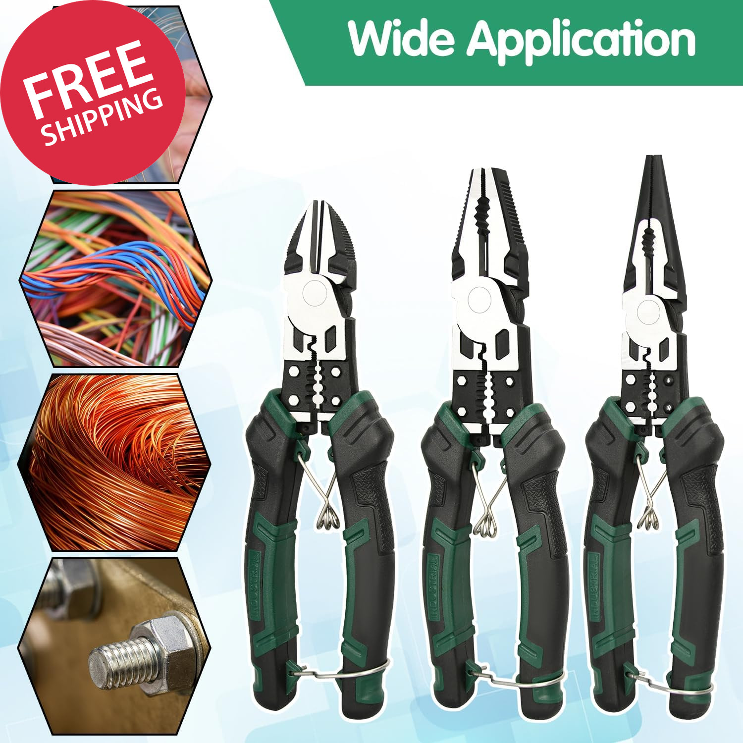 9” Needle Nose Pliers, 6-In-1 Multifunction Long Nose Pliers, with Spring Loade