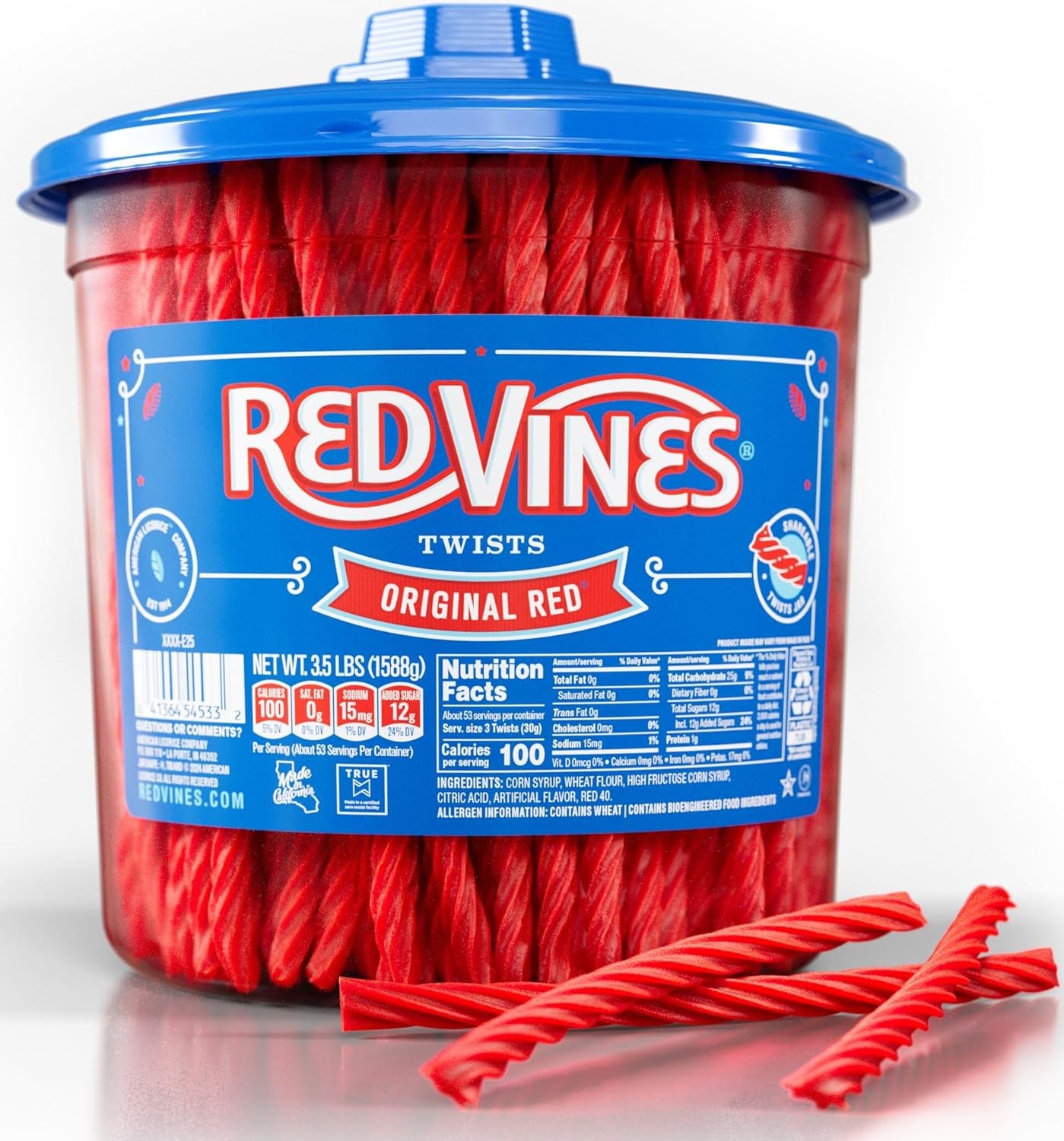 Original Red Vines Licorice Candy 3.5 lbs Soft Chewy Twist Licorice Red Flavor