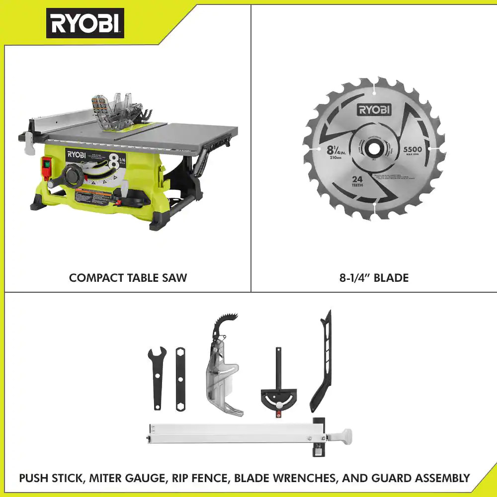 Ryobi Portable Compact Heavy Duty Table Saw 13Amp 8-1/4in DIY Projects Work Shop