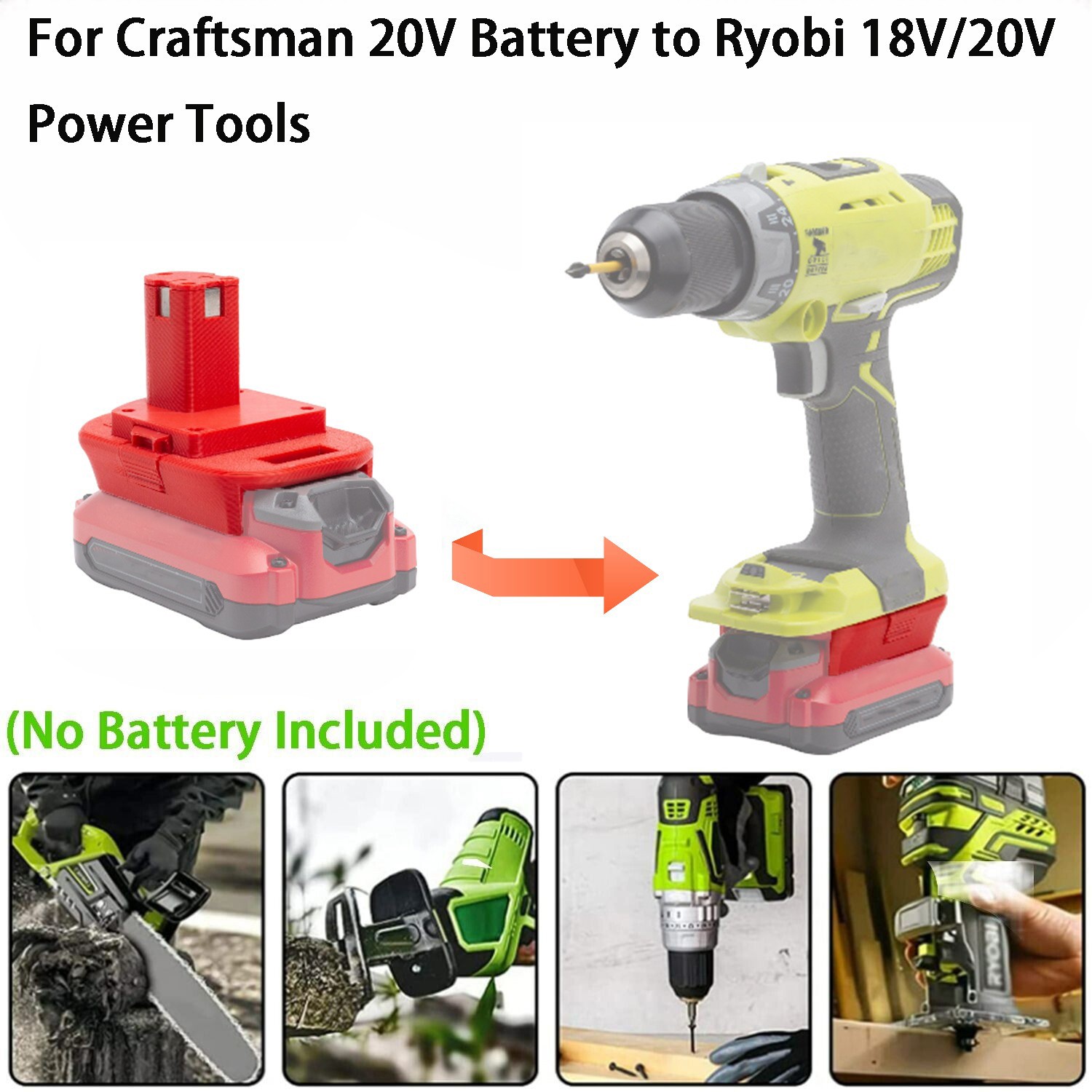 Adapter For Craftsman 20V Li-Ion Battery To Fits For Ryobi 18V 20V Power Tool