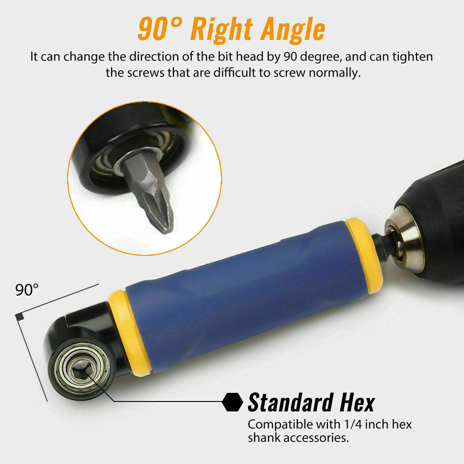 90°Right Angle Drill Adapter Extension Screwdriver Socket Holder Attachment Tool