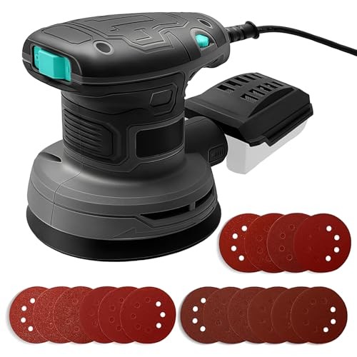 5-Inch Random Orbital Sander, 3Amp Electric Palm Sander with 6-Speed Control,