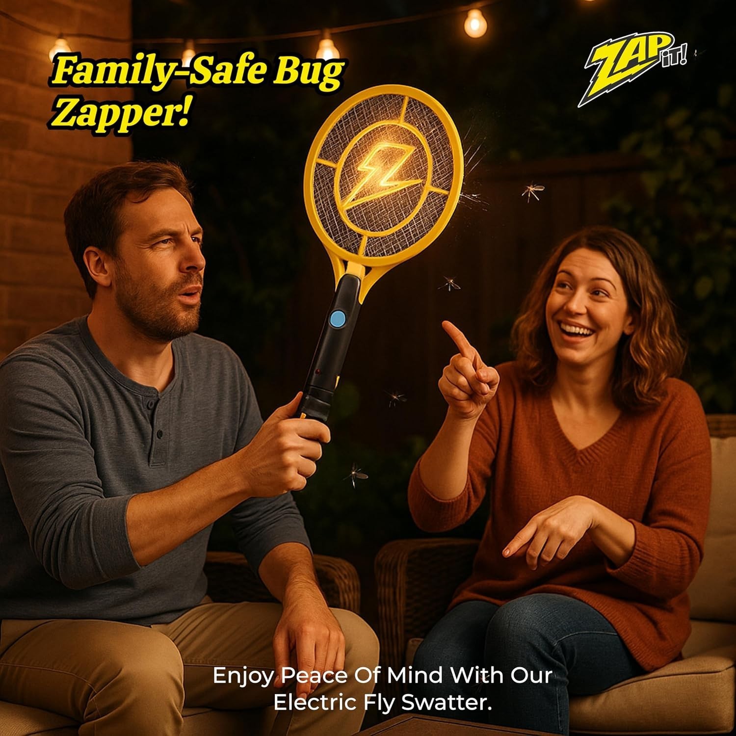 Ultimate 4,000V Electric Fly Racket – USB Rechargeable with Bright LED Light