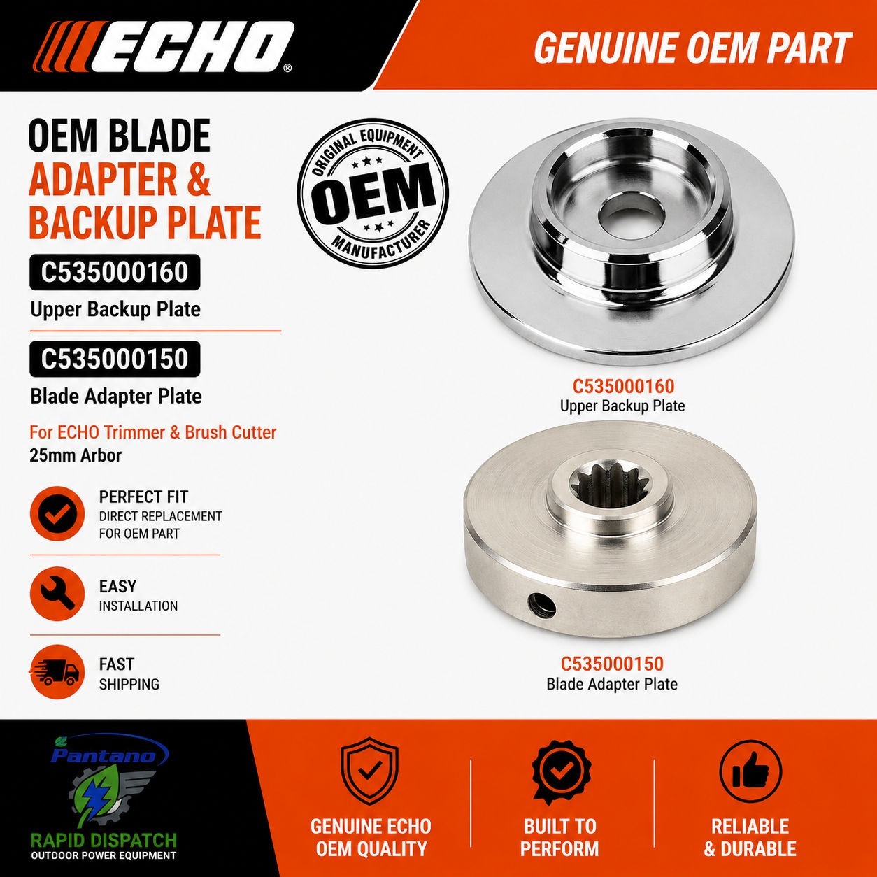 Echo Brush Cutter Blade Adapter & Upper Plate Kit SRM225 C535000160 C535000150