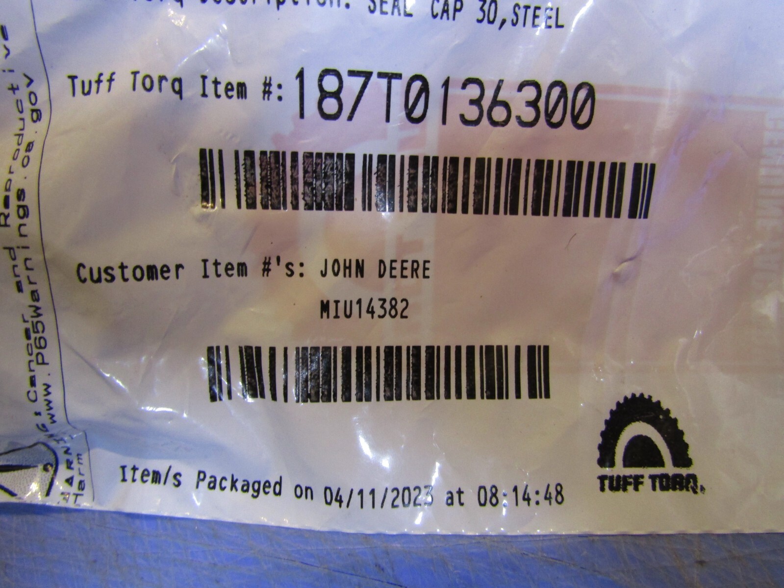 1 – Tuff Torq 187T0136300 Transmission Seal Cap 30 Steel NEW in Package