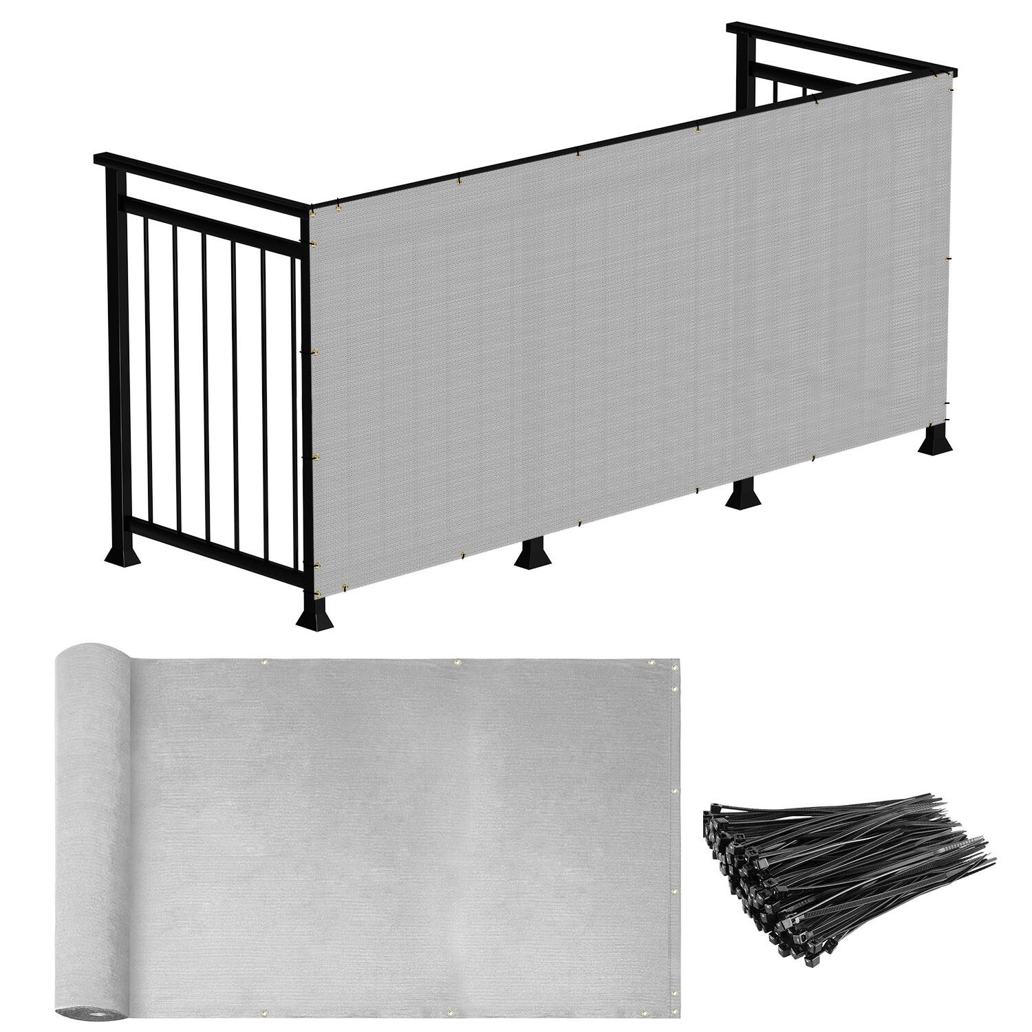 35in Gray Privacy Balcony Screen Fence Screen Patio Deck Fabric Shade Net Cover