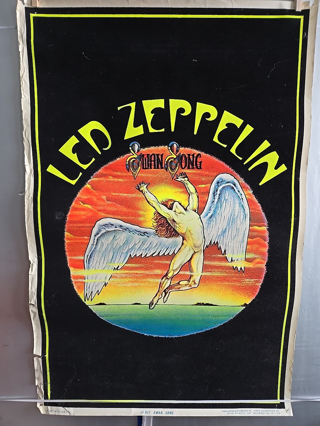 “Led Zeppelin – #817 Swan Song” Velvet Flocked Blacklight Poster, 23″x35″, Used