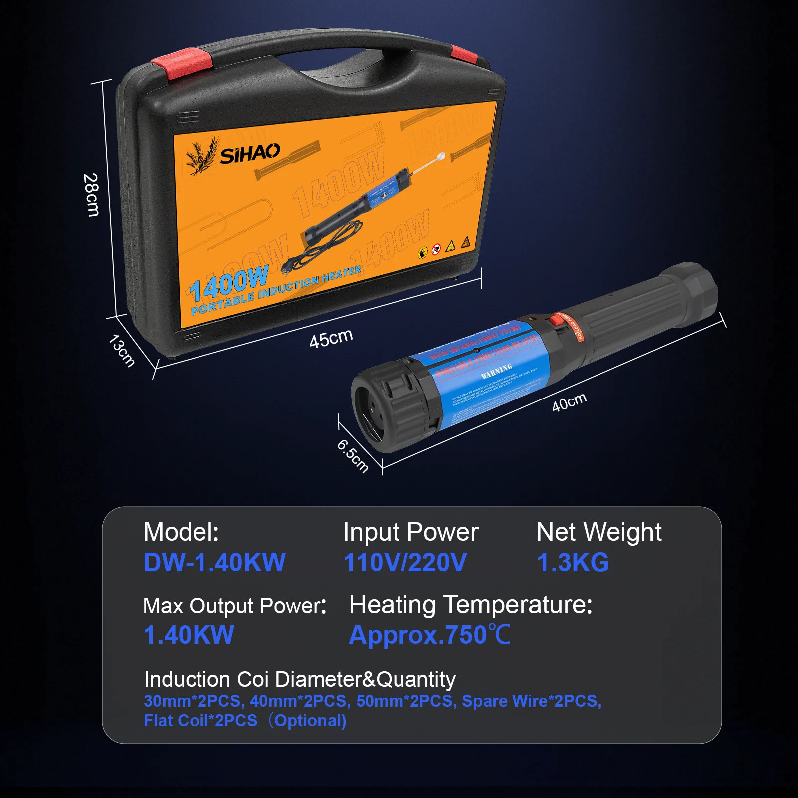 VEVOR 1400w Magnetic Induction Heater Kit Handheld Nut Buster Tool Rusty Screw
