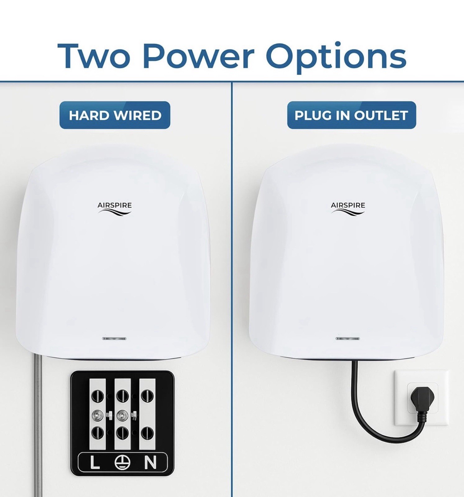 Airspire®️ Summer Breeze Automatic Electric Warm Air Hand Dryer ~ HEPA ~ 1100W