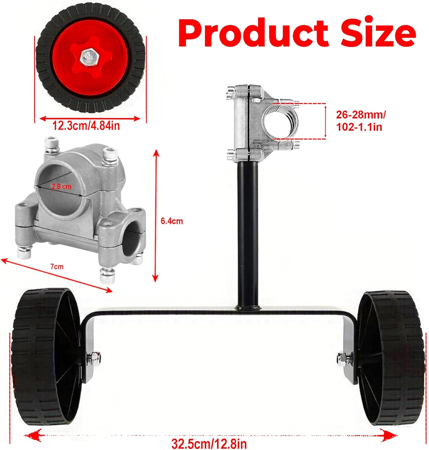 Grass Cutter Universal String Trimmer Wheel Attachment – Fits 26Mm & 28Mm Shafts