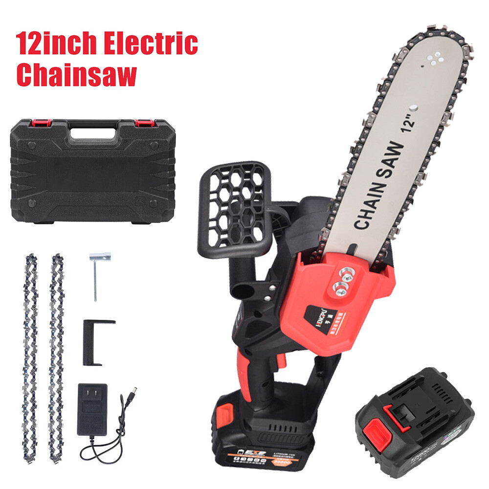 12″ Cordless Chainsaw 21V Brushless Electric Handheld Chain Saw +Battery&Charger