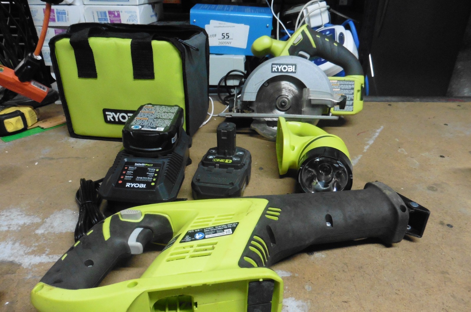 RYOBI package P102 P701G P515 P118 P504G CIRC case LIGHT 2 Batteries 18V charger