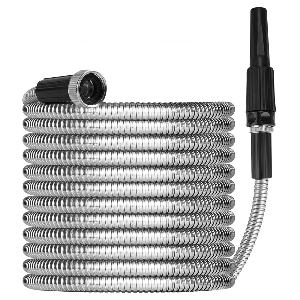 Stainless Steel Metal Garden Water Hose Pipe Flexible Lightweight 75FT 100FT