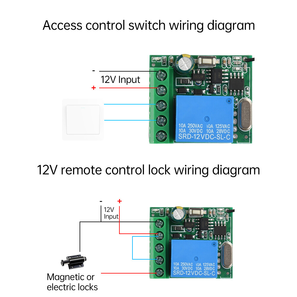 433Mhz Universal Wireless Remote Control Switch With Relay Receiver Module DC12V