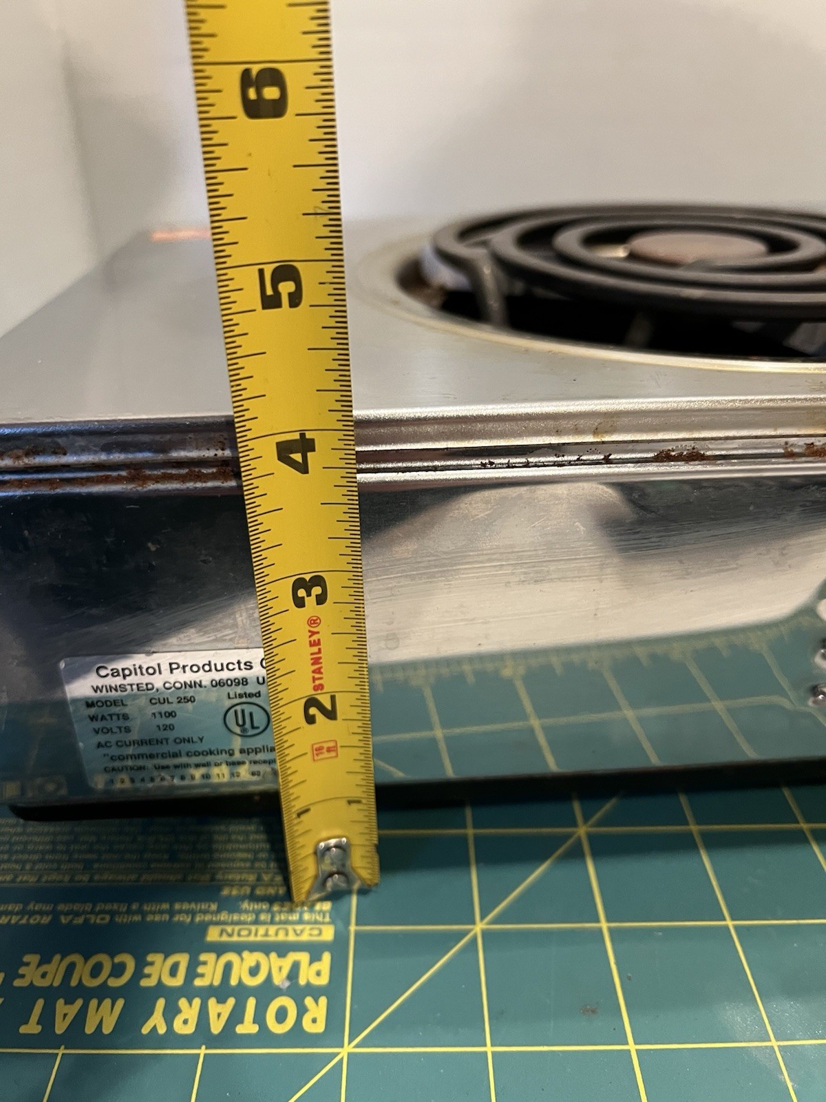 13×8” RARE Capitol Single Electric Burner USA Works Tested CUL 250 VINTAGE 1100w