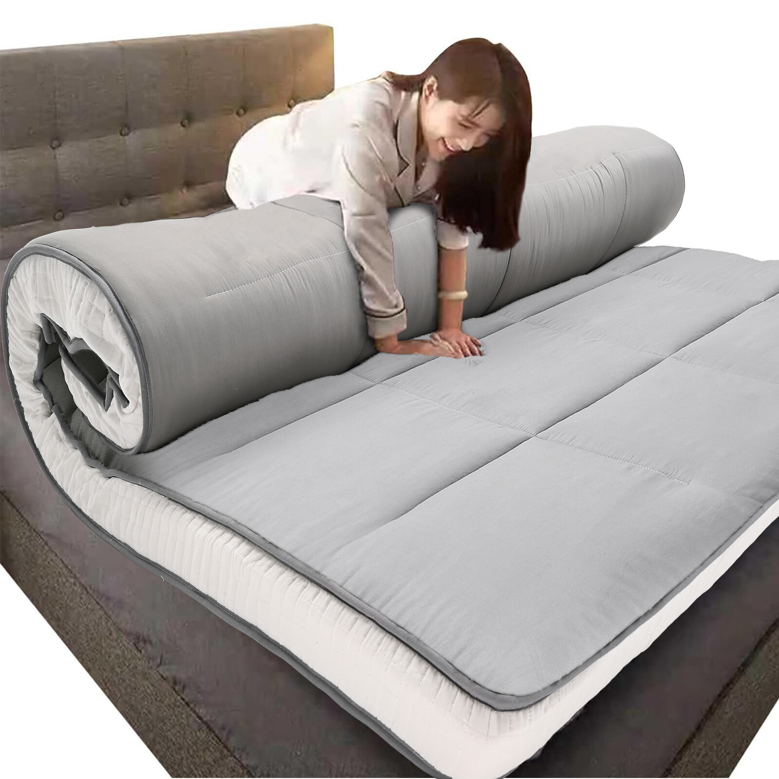 Extra Thick Japanese Sleeping Floor Mattress Foldable Roll Up Futon Tatami Mat