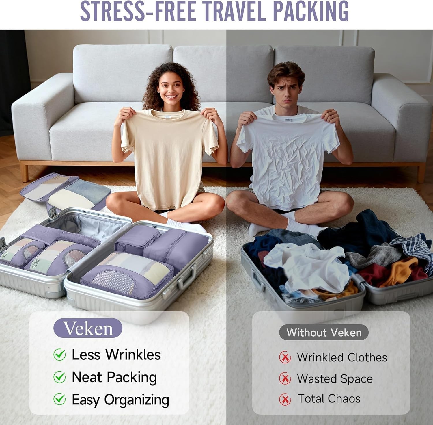 10-Piece Lightweight Packing Cube Set with Laundry Bag for Effortless Travel