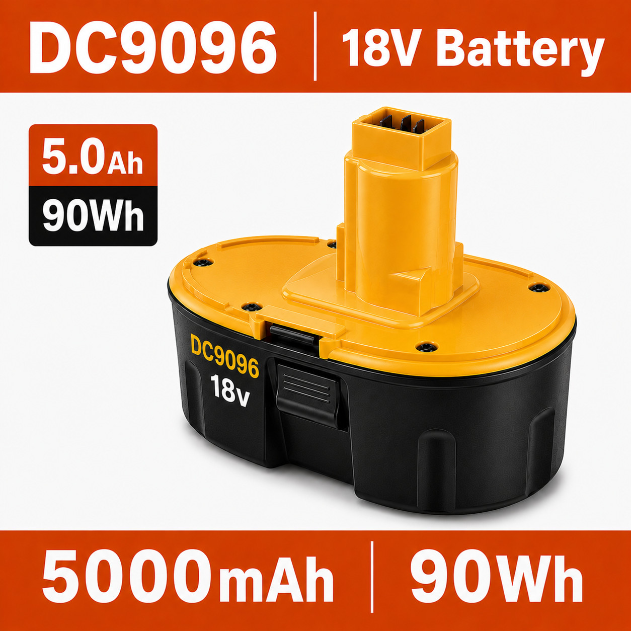 For Dewalt 18V DC9096 DC9098 DC9099 XRP Replacement Battery 5000mAh Ni-MH 90Wh