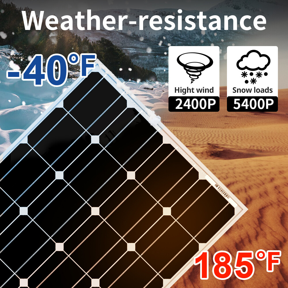 Dokio 100w 200w Rigid Monocrystalline Solar Panel Kit for Home/RV/Boat/Battery