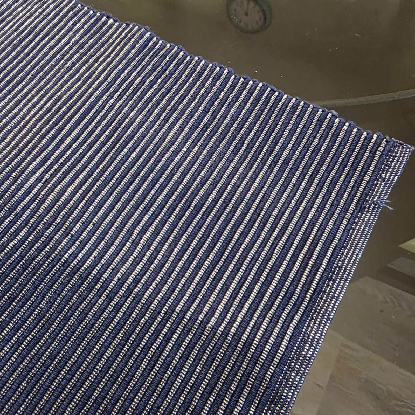 Woven Blue & Shiny Silver Thread Striped Placemats – Set Of 4 – 18″ X 13″