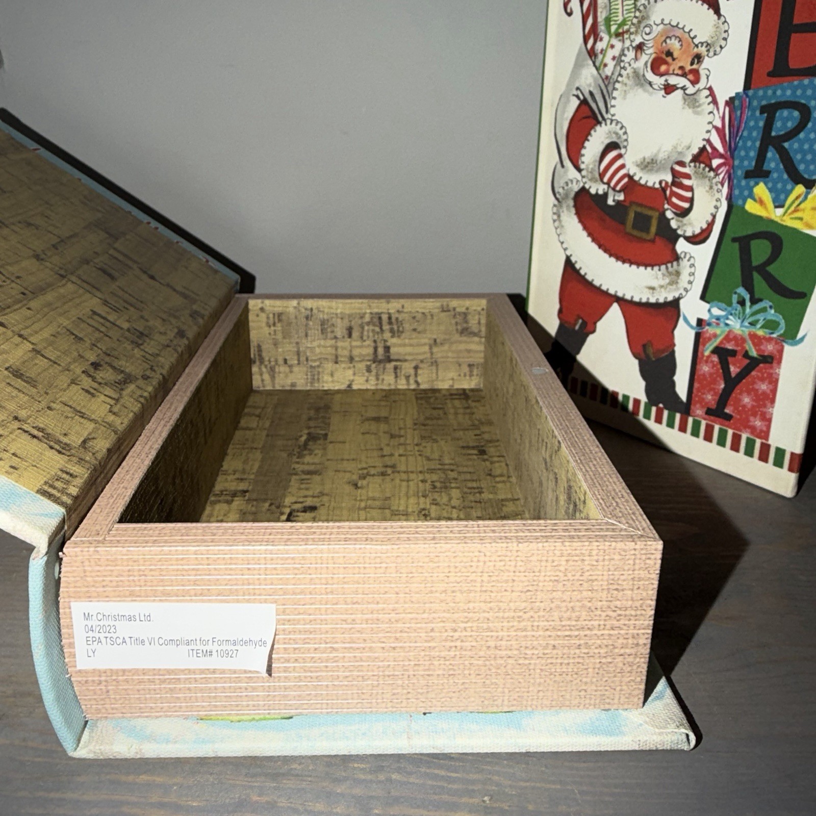 Mr. Christmas 8.5in Retro Style Snowman and Santa Stash Book Keepsake Boxes