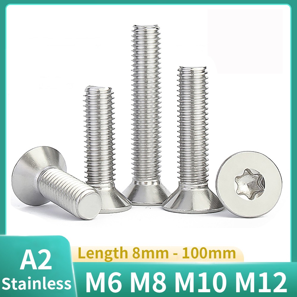 M6 M8 M10 M12 A2 Stainless Steel Torx Countersunk Machine Screws Six Lobe DIN965