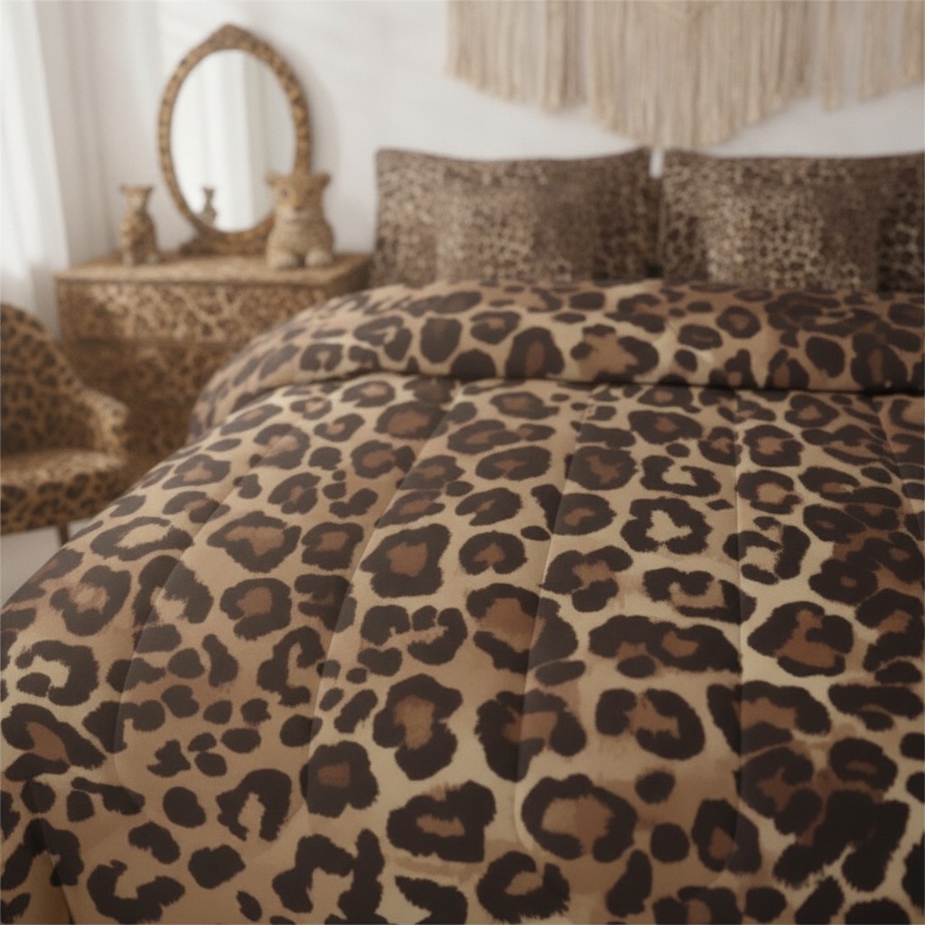 Leopard Print 7 Piece Bedding Set Full Cheetah Decor Comforter Set with Sheet…
