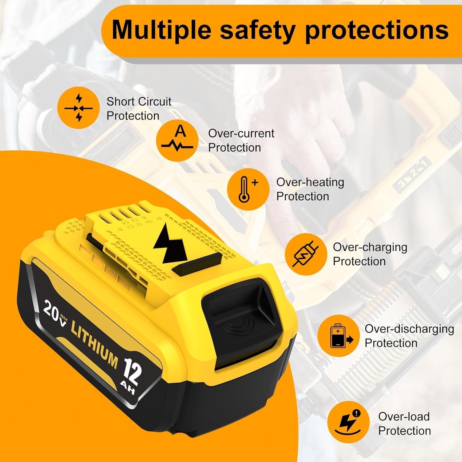 2Pack 12.0Ah For DeWalt 20V Max Lithium-Ion Battery AND Charger DCB206 DCB205