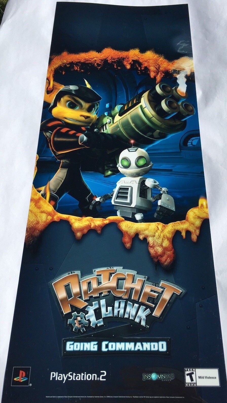 Ratchet And Clank Metallic Poster 32″ X 12.5″ Playstation 2 Store Display Sign