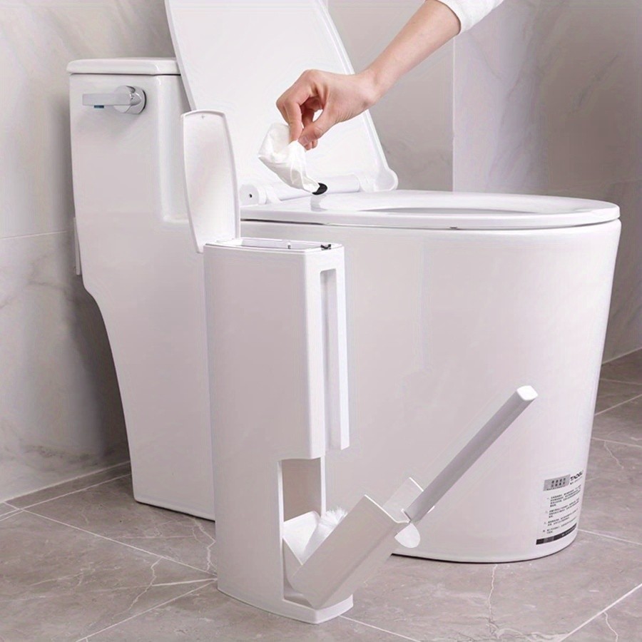 Bathroom Trash Can with Brush,Space-Saving Slender Corner Trash Can