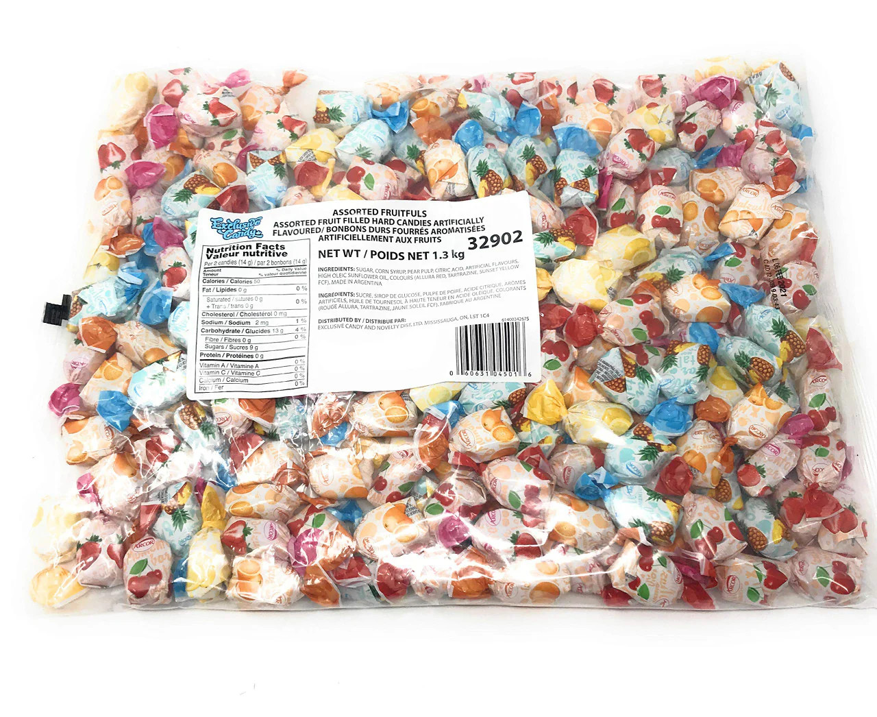 Exclusive Candy Assorted Fruit Filled Hard Candies – 1.3kg/2.9lb. Bag,