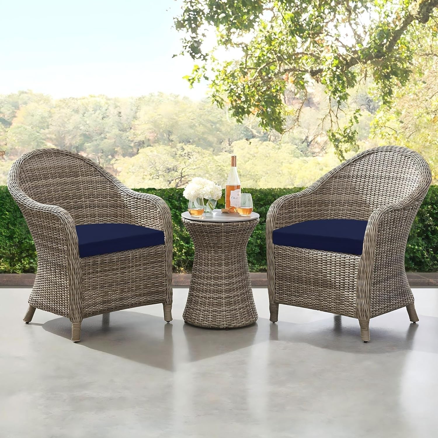Classic Navy Set of 6 Outdoor Chair Cushions – Durable & Easy to Clean 17″x16″