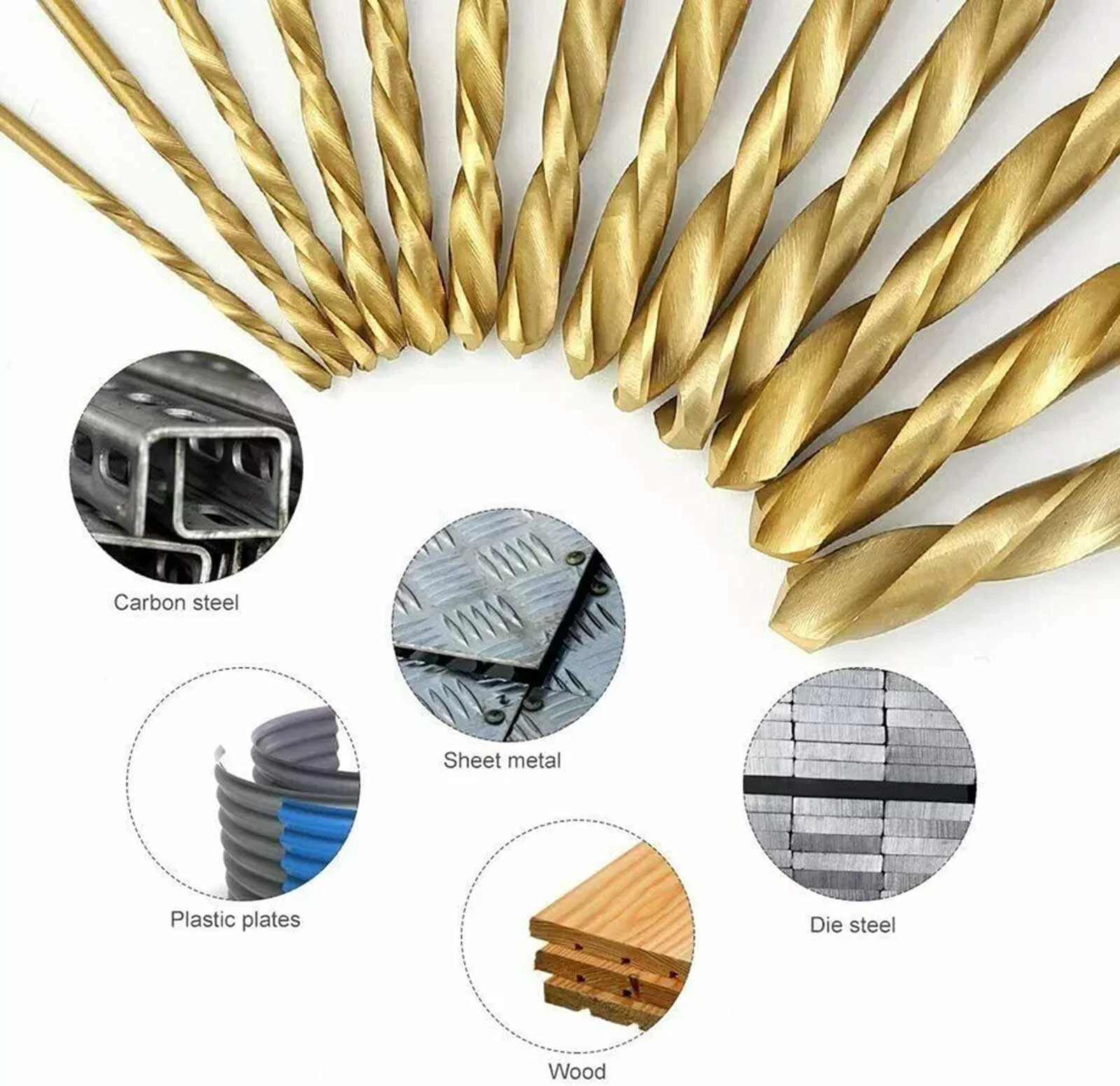 13PCS 1/4″ HEX Shank Drill Bits With Titanium Coating HSS Twist Drill Set Metal