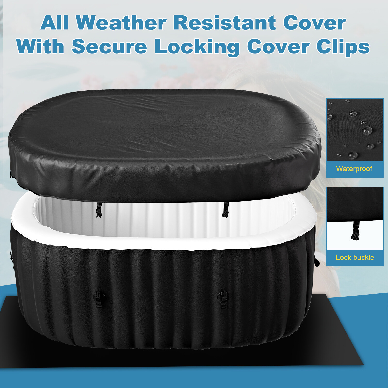 Docred 2 Person Portable Inflatable Hot Tub Spa w 100 Air Jet for Patio Backyard