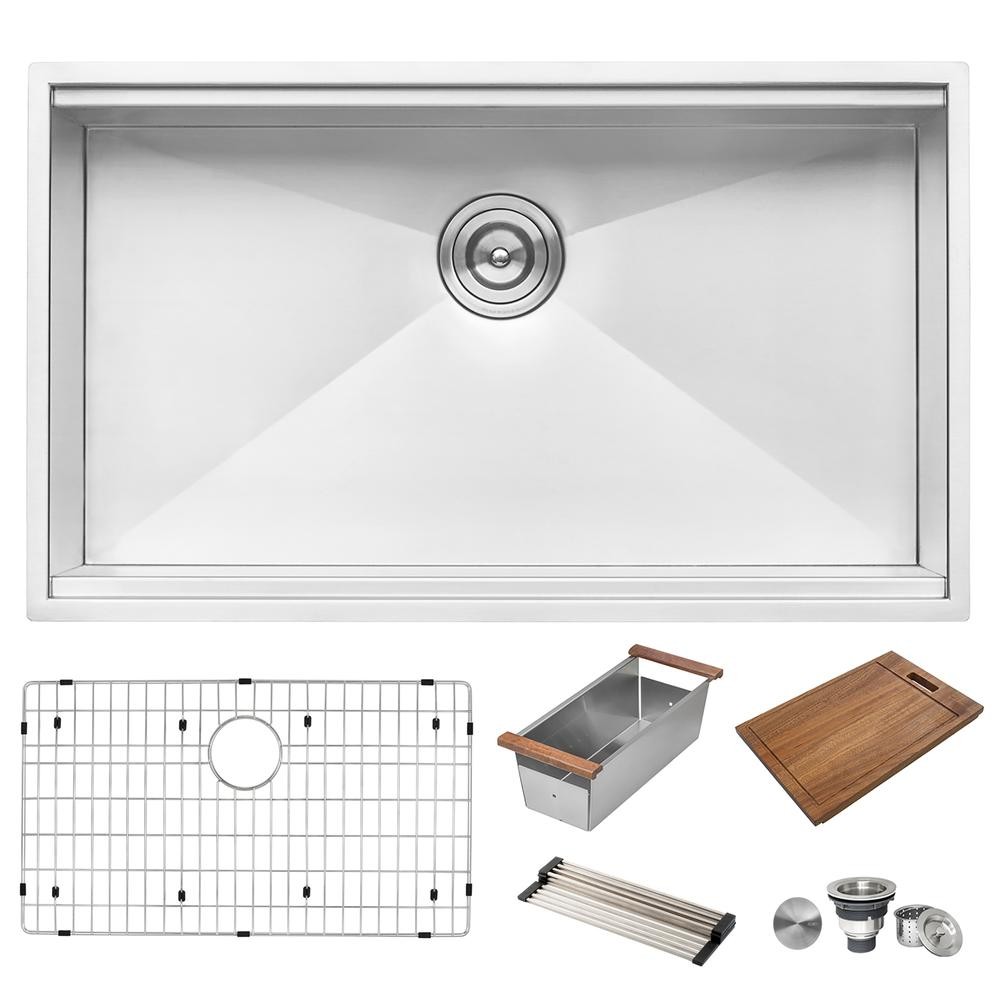 Ruvati 32-inch Workstation Ledge Undermount 16 Gauge Stainless Steel Kitchen…