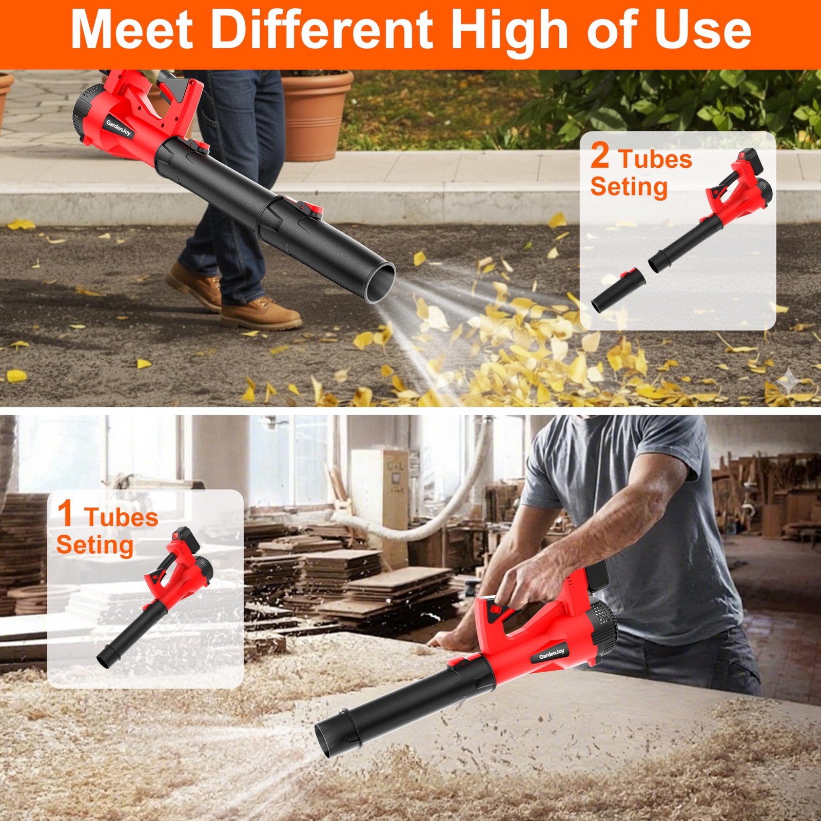 Cordless Leaf Blower 21V 500CFM 150MPH Lightweight with 2 Batteries & Charger