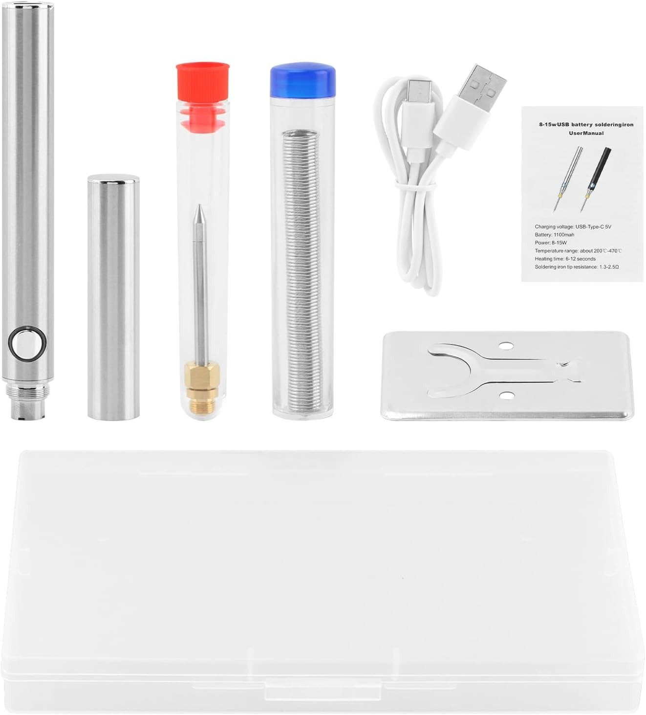 USB Rechargeable Portable Soldering Iron Kit, 1100mah 5V 15W Rapid Heat 788°F…